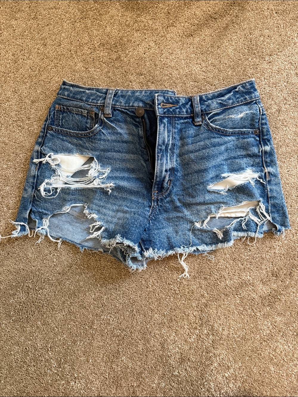 American Eagle Outfitters Distressed Blue Denim Jean Shorts